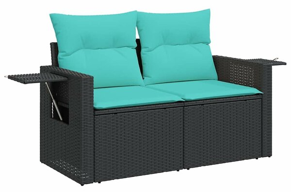 VidaXL 12 db fekete polyrattan kerti kanapégarnitúra párnákkal