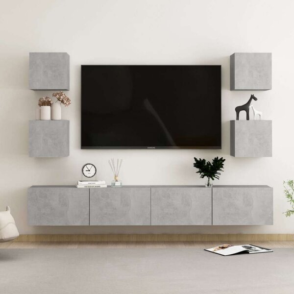 VidaXL 6 részes betonszürke forgácslap TV-szekrényszett