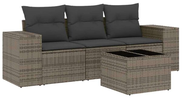 VidaXL 4 részes szürke polyrattan kerti ülőgarnitúra párnákkal