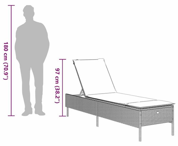 VidaXL szürke polyrattan napozóágy párnával