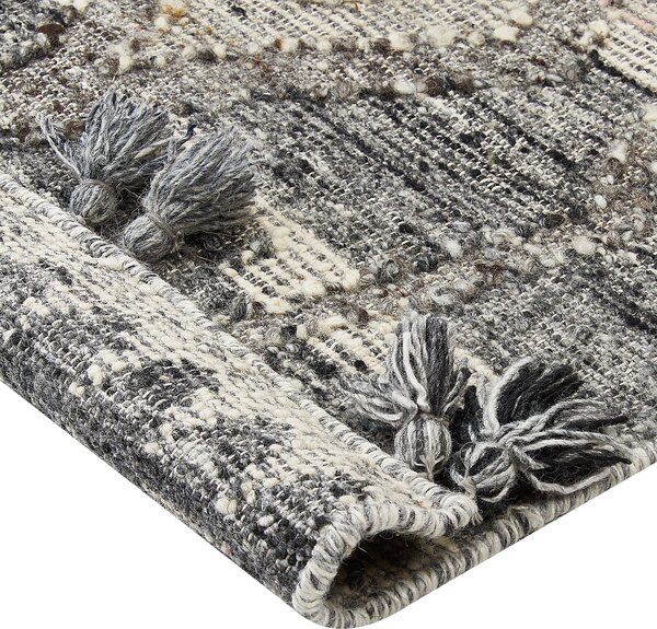 Szőnyeg ARATASHEN Szürke 160 x 230 cm Gyapjú Kilim