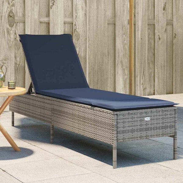 VidaXL szürke polyrattan napozóágy párnával
