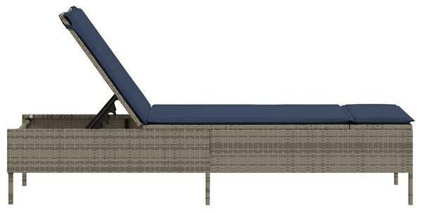VidaXL szürke polyrattan napozóágy párnával