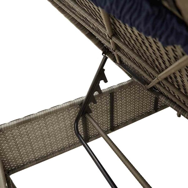 VidaXL szürke polyrattan napozóágy párnával