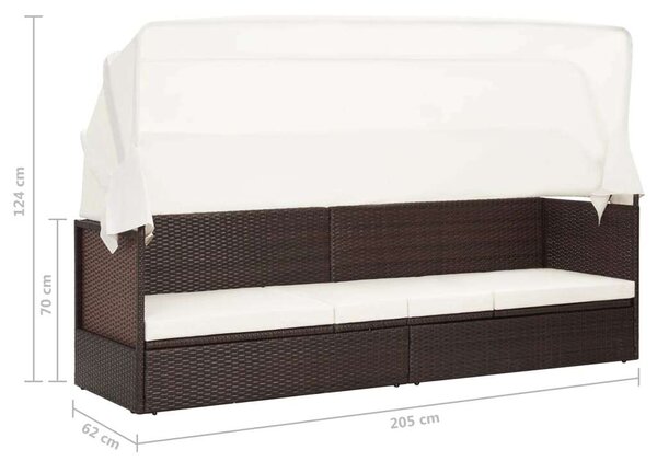 VidaXL barna polyrattan kerti kanapé napellenzővel