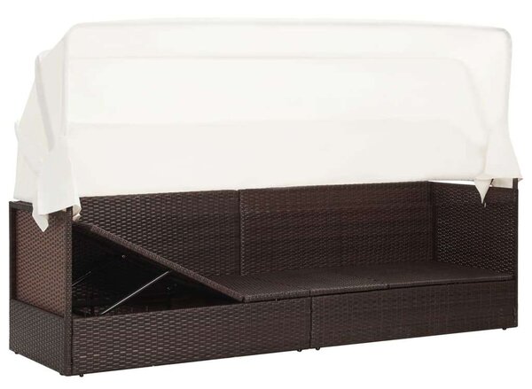 VidaXL barna polyrattan kerti kanapé napellenzővel