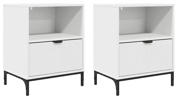 Éjjeliszekrények fiókkal 2 pcs Fehér 49 x 36 x 61 cm Faanyag