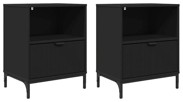 Éjjeliszekrények fiókkal 2 pcs Fekete 49 x 36 x 61 cm Faanyag