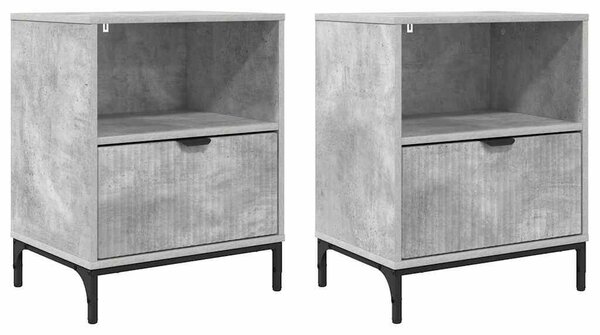 Éjjeliszekrények 2 pcs Beton szürke 49 x 36 x 61 cm Faanyag