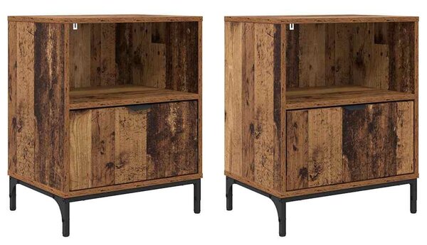Éjjeliszekrények fiókkal 2 pcs Régi fa 49 x 36 x 61 cm Faanyag