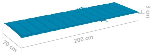 VidaXL Napozóágy - Fenyőfa - 200cm - Kék Párnával