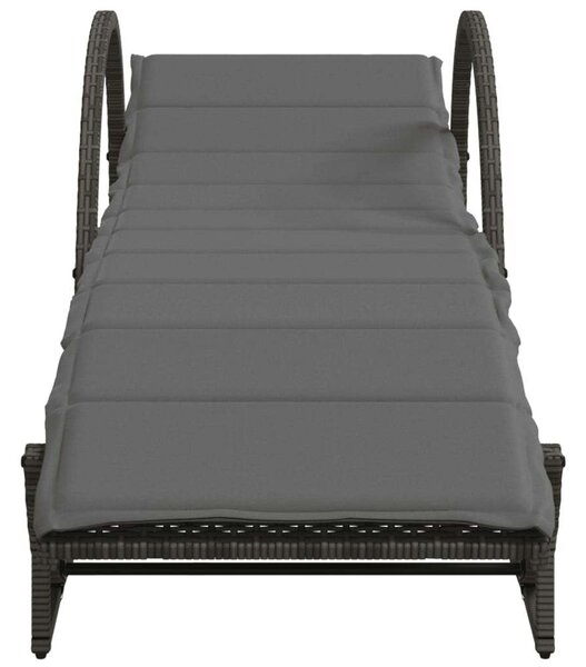 VidaXL Napozóágy - Polyrattan - Szürke - 199cm