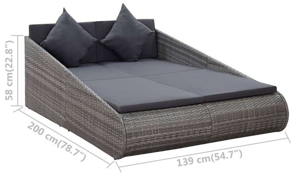 VidaXL szürke polyrattan kerti ágy 110x200 cm