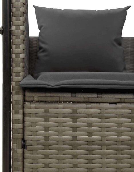 VidaXL Dupla Napozóágy - Polyrattan - Szürke - 118x110x187cm