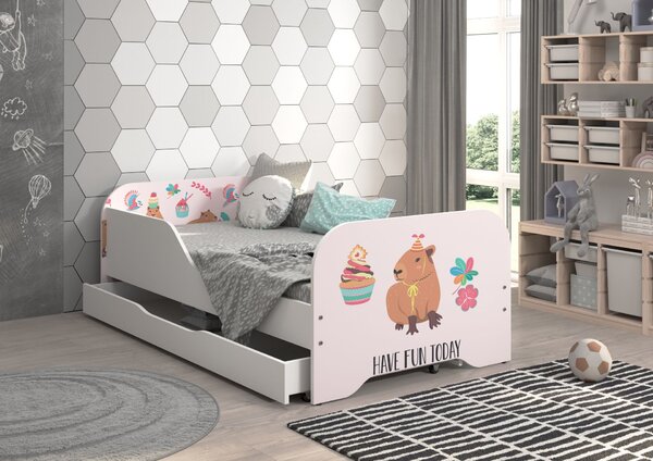 MIKI gyerekágy 140x70cm ajándék matraccal, ágyneműtartó nélkül - kapibara keksz