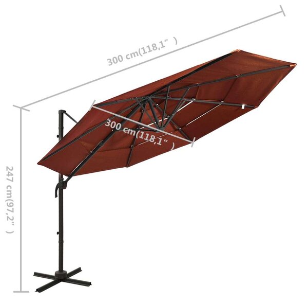 Blumfeldt - Garda Karos Napernyő - 3x3m - Terrakotta