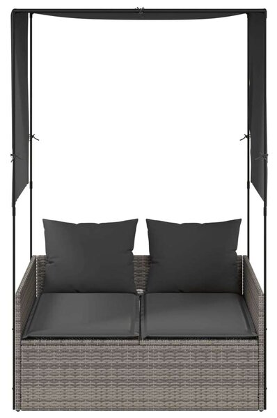 VidaXL Dupla Napozóágy - Polyrattan - Szürke - 118x110x187cm