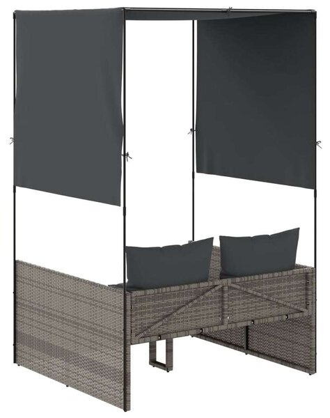 VidaXL Dupla Napozóágy - Polyrattan - Szürke - 118x110x187cm