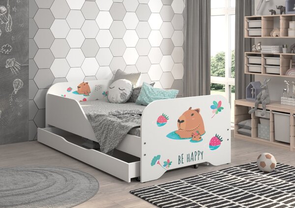 MIKI gyerekágy 140x70cm ajándék matraccal, ágyneműtartó nélkül - kapibara család
