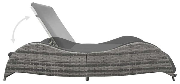 Polyrattan Napozóágy - Kétszemélyes - Antracitszürke - 200cm