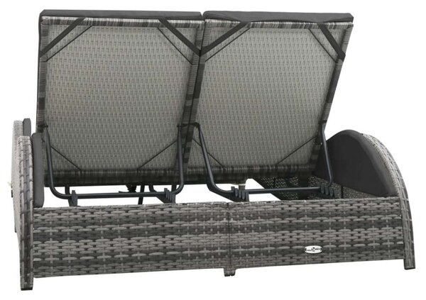 Polyrattan Napozóágy - Kétszemélyes - Antracitszürke - 200cm