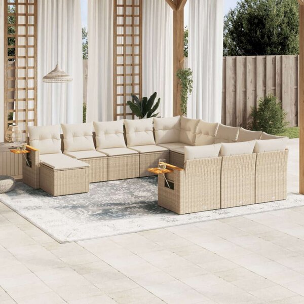 VidaXL Polyrattan Kerti Ülőgarnitúra - 11 részes - Bézs