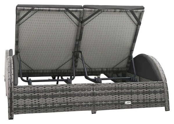 Polyrattan Napozóágy - Kétszemélyes - Antracitszürke - 200cm