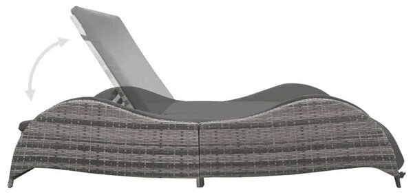 Polyrattan Napozóágy - Kétszemélyes - Antracitszürke - 200cm