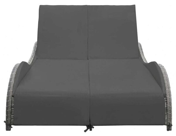 Polyrattan Napozóágy - Kétszemélyes - Antracitszürke - 200cm