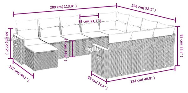 VidaXL Polyrattan Kerti Ülőgarnitúra - 11 részes - Bézs