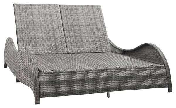 Polyrattan Napozóágy - Kétszemélyes - Antracitszürke - 200cm