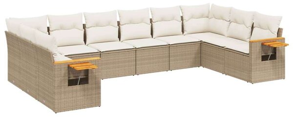 VidaXL Polyrattan Kerti Ülőgarnitúra - 10 részes - Bézs