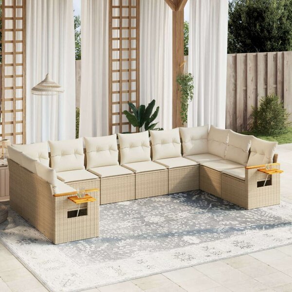VidaXL Polyrattan Kerti Ülőgarnitúra - 10 részes - Bézs
