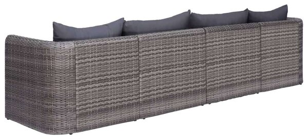 Polyrattan Kerti Ülőgarnitúra - Szürke - 4 részes