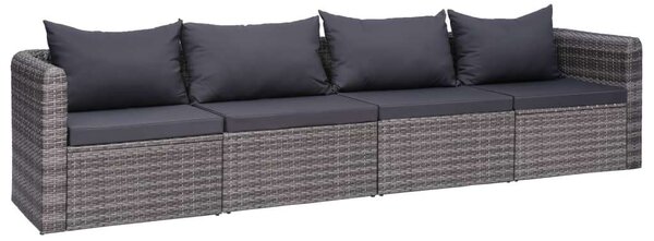 Polyrattan Kerti Ülőgarnitúra - Szürke - 4 részes