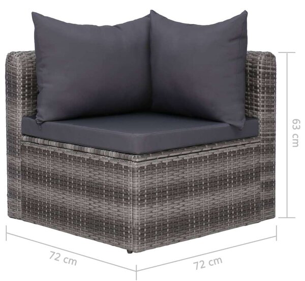 Polyrattan Kerti Ülőgarnitúra - Szürke - 4 részes