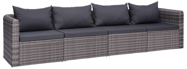 Polyrattan Kerti Ülőgarnitúra - Szürke - 4 részes