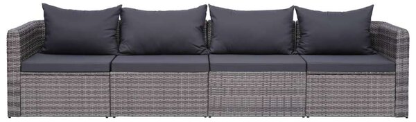 Polyrattan Kerti Ülőgarnitúra - Szürke - 4 részes