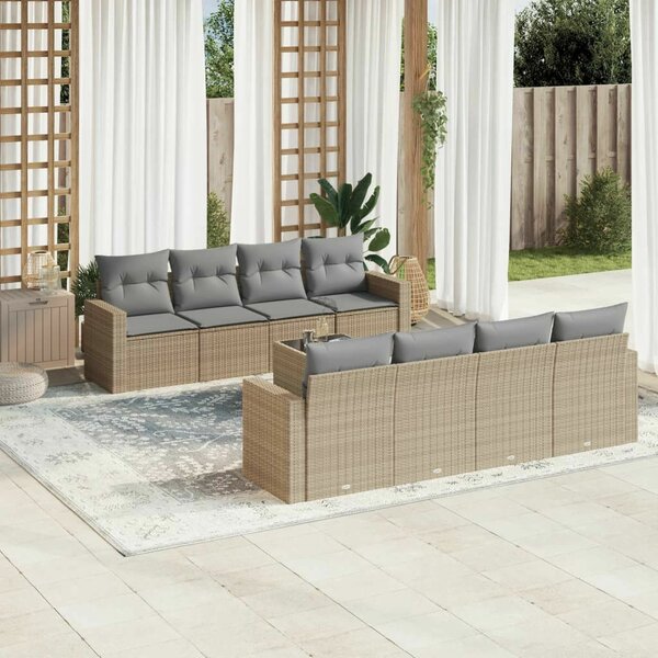 VidaXL Polyrattan Kerti Ülőgarnitúra - 9 részes - Bézs