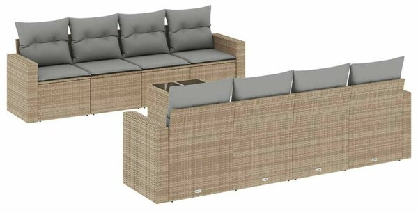 VidaXL Polyrattan Kerti Ülőgarnitúra - 9 részes - Bézs
