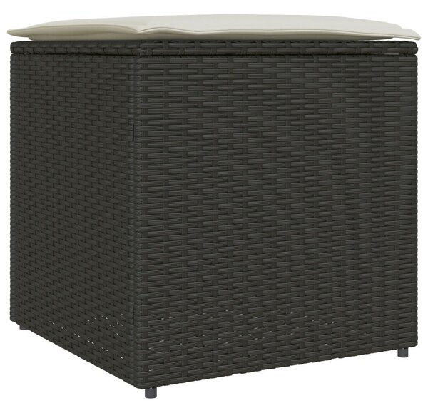 Kültéri Tároló Doboz Fekete és Krém Rattan, Poliészter 80 cm