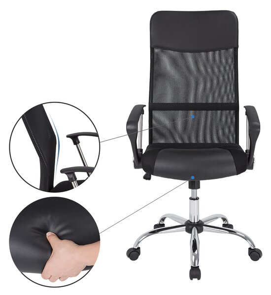 Casaria Deluxe irodai szék forgószék légáteresztő háttámlával fekete (100937)