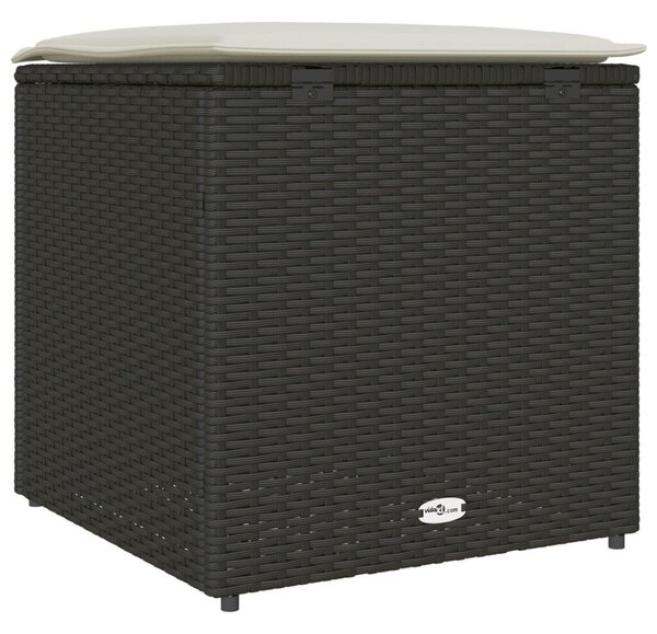 Kültéri Tároló Doboz Fekete és Krém Rattan, Poliészter 80 cm