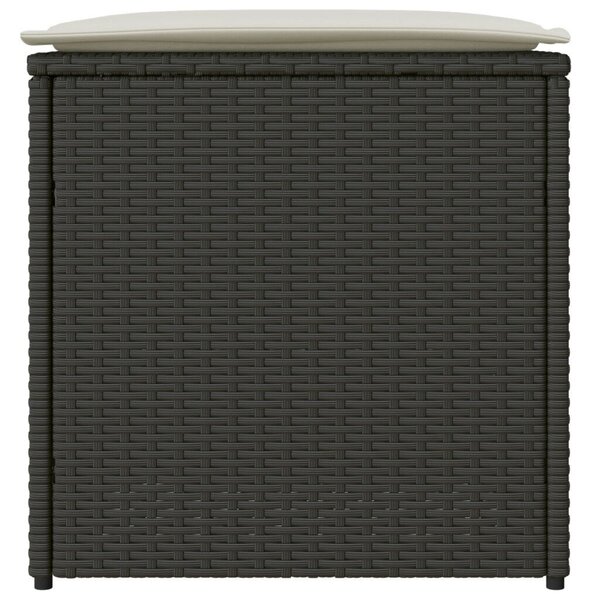 Kültéri Tároló Doboz Fekete és Krém Rattan, Poliészter 80 cm