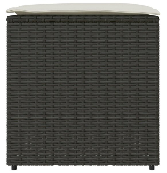 Kültéri Tároló Doboz Fekete és Krém Rattan, Poliészter 80 cm