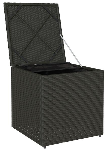 Kültéri Tároló Doboz Fekete és Krém Rattan, Poliészter 80 cm
