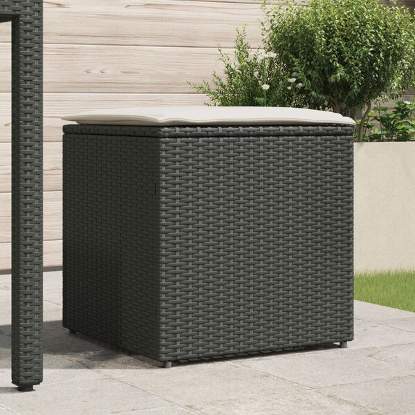 Kültéri Tároló Doboz Fekete és Krém Rattan, Poliészter 80 cm