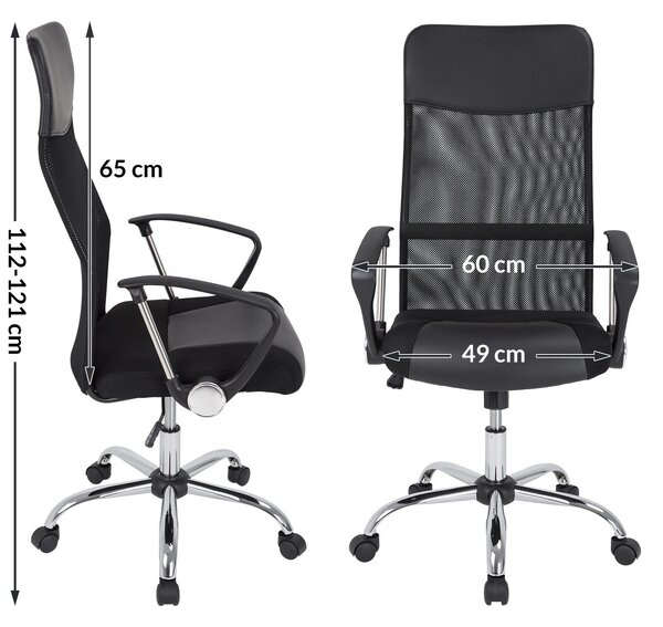 Casaria Deluxe irodai szék forgószék légáteresztő háttámlával fekete (100937)