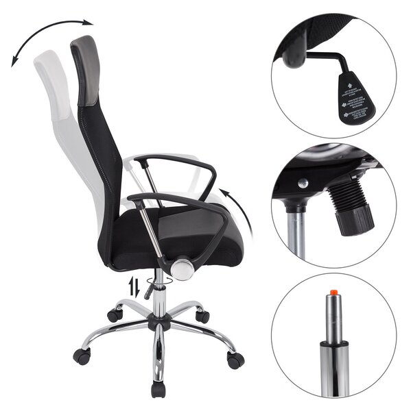 Casaria Deluxe irodai szék forgószék légáteresztő háttámlával fekete (100937)