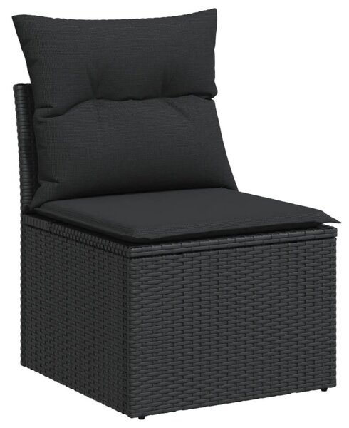 VidaXL 10 részes fekete polyrattan kerti ülőgarnitúra párnákkal